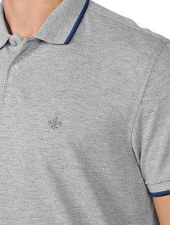 Polo Dudalina Masculina Gradient Collar Cinza Mescla