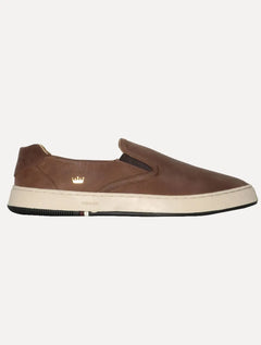 Tênis Osklen Masculino Slip on Bossanova Antique Couro Marrom Café