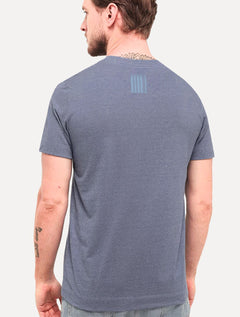 Camiseta Aramis Masculina Estampa Costas Barcode Azul Índigo Mescla