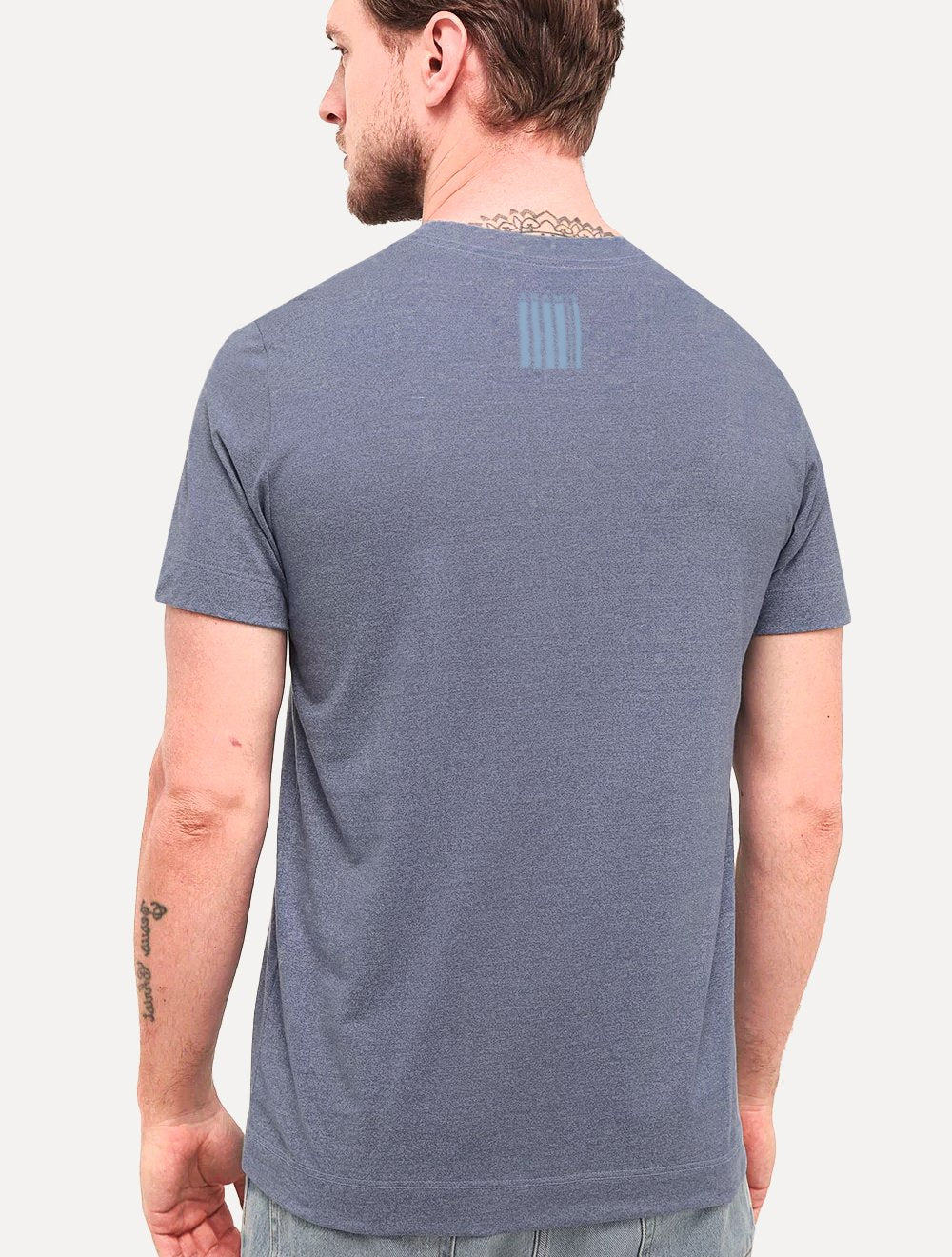Camiseta Aramis Masculina Estampa Costas Barcode Azul Índigo Mescla