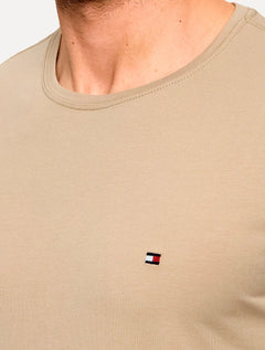 Camiseta Tommy Hilfiger Masculina Regular Core Pima Cáqui
