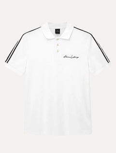 Polo Armani Exchange Masculina Regular Fit Logo Signature Branca