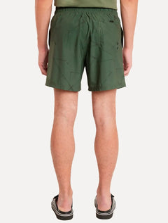 Short Aramis Masculino D'Água Elastico Estampado Traços Verde Escuro