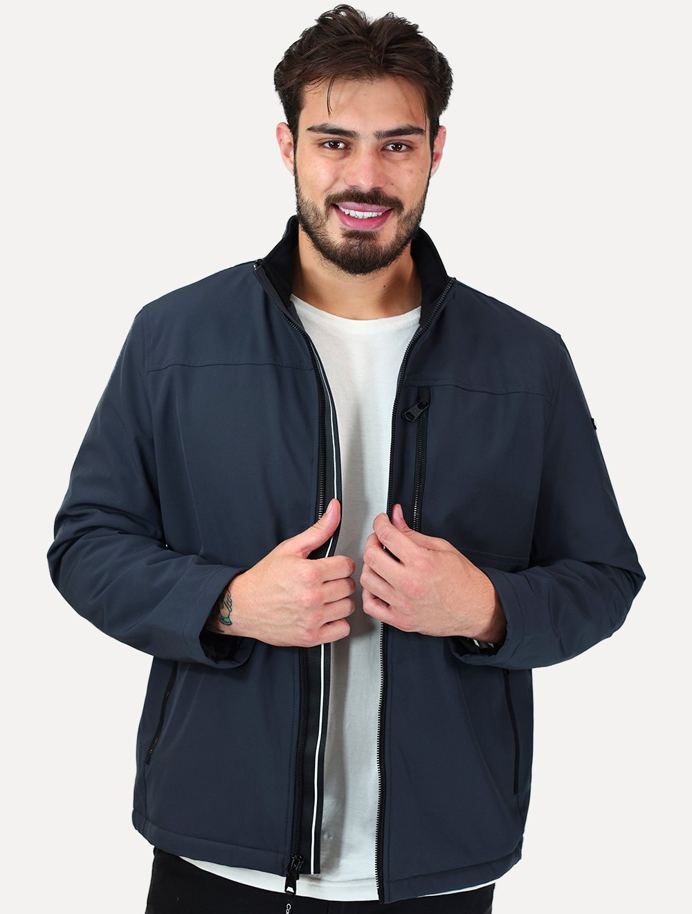 Jaqueta Calvin Klein Masculina Soft Shell  Full-Zip Chumbo