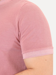 Camiseta Colcci Masculina Slim Crewneck Logo Bordado Rosa Claro