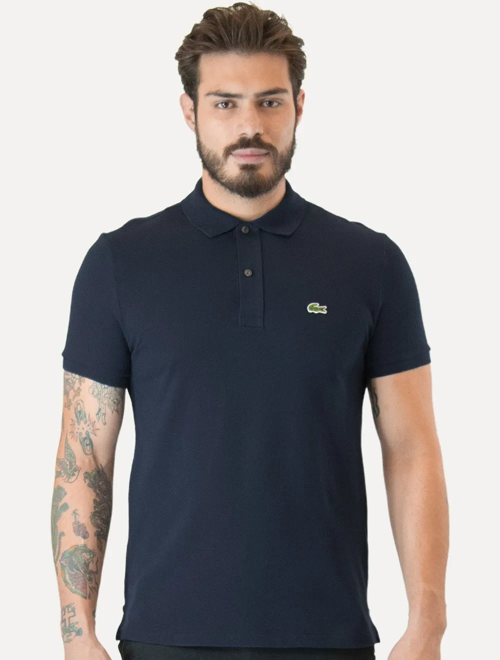 Polo Lacoste Masculina Slim Fit Petit Piquet Azul Marinho