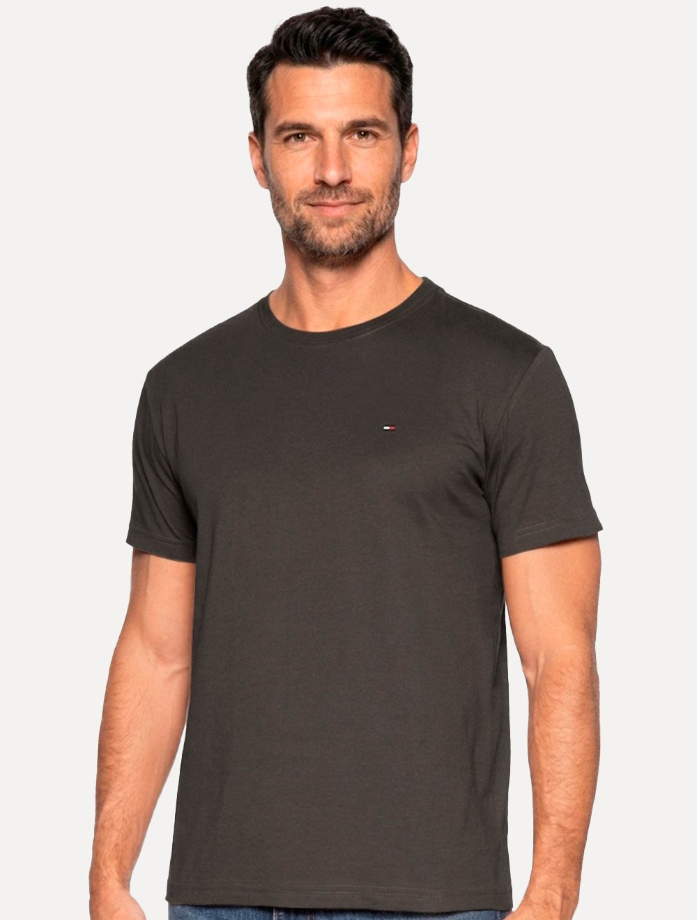 Camiseta Tommy Hilfiger Masculina Essential Cotton Marrom Escuro