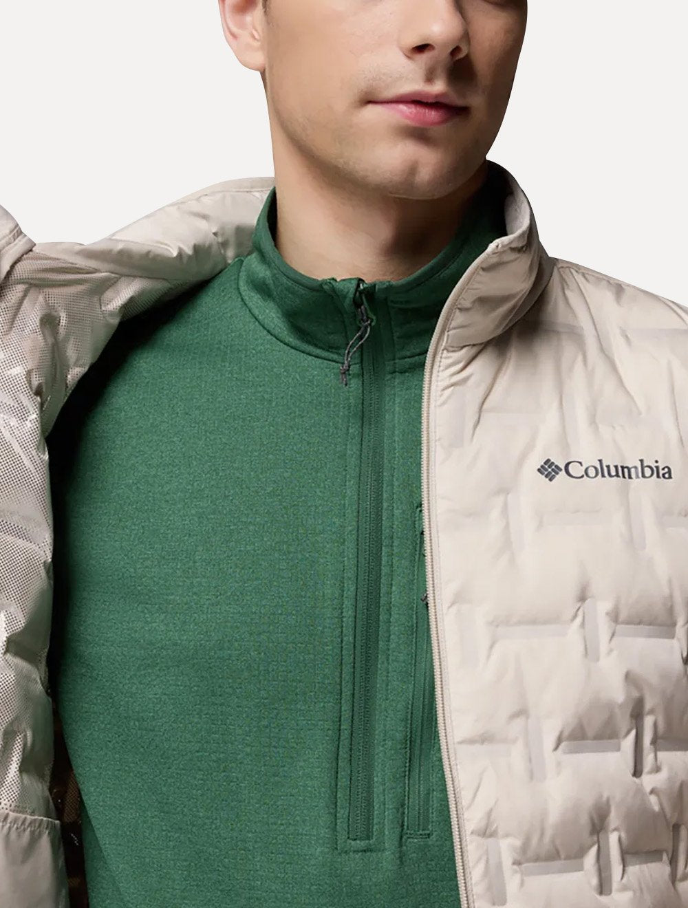 Jaqueta Columbia Masculina Delta Ridge II Down Sem Capuz Caqui Claro 