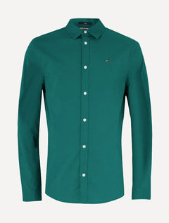 Camisa Tommy Jeans Masculina Slim Original Stretch Verde Escuro