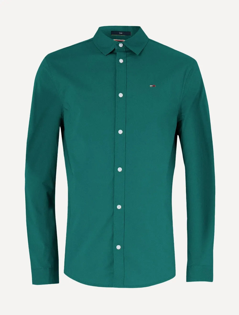 Camisa Tommy Jeans Masculina Slim Original Stretch Verde Escuro
