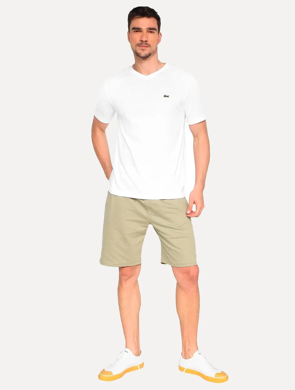 Camiseta Lacoste Masculina Sport Ultra-Dry V-Neck Branca