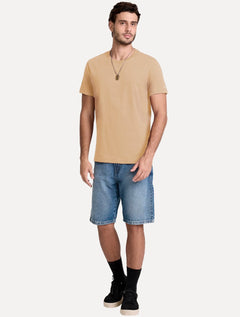 Camiseta John John Masculina Slim Fit Simple Cáqui