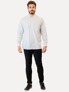 Camisa Dudalina Masculina Comfort Superfine Cotton Pocket Grid Cinza Médio