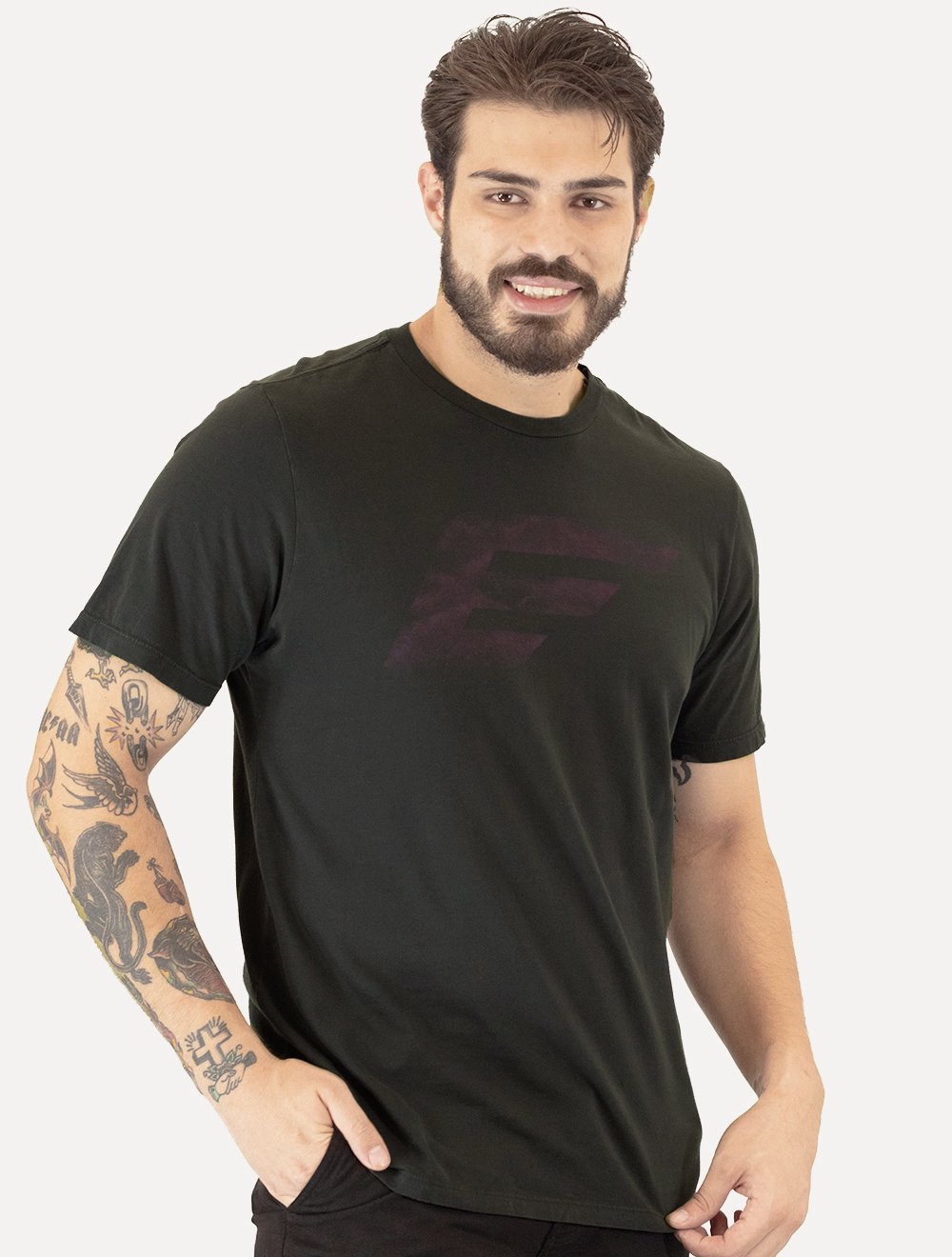 Camiseta Ellus Masculina Cotton Fine Maxi Easa Pink Classic Chumbo