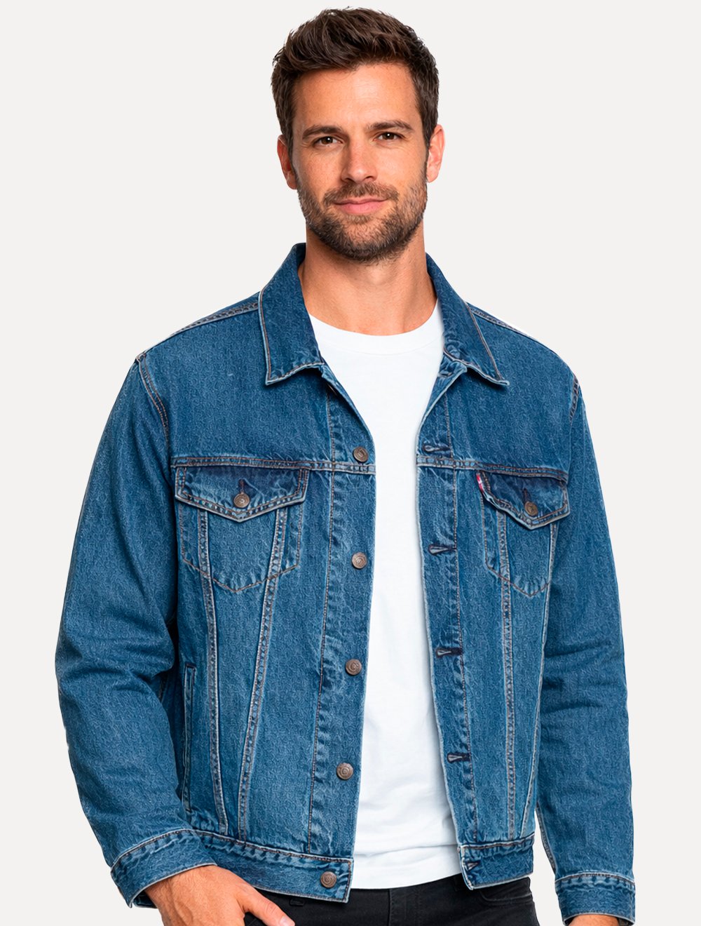 Jaqueta Levis Jeans Masculina Trucker Relaxed Azul Médio
