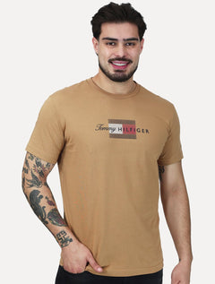 Camiseta Tommy Hilfiger Masculina Brand Love Big Graphic Cáqui  Médio