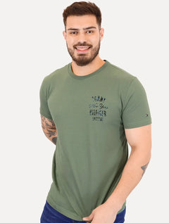 Camiseta Tommy Hilfiger Masculina Inverse Climate Tee Logo Verde