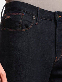 Calça Jeans Empório Armani Masculina J06 Slim Fit Cintura Regular Azul Denim