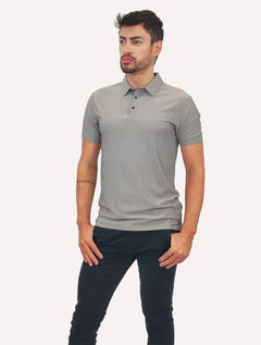 Polo Pacific Blue Masculina Basic Melange Cinza Médio
