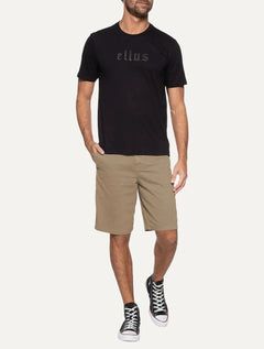 Bermuda Ellus Masculina Sarja Slim Color Twill Power Cáqui