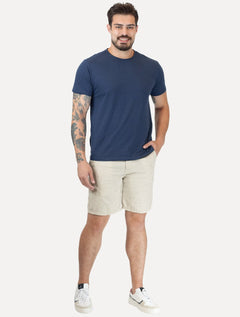 Bermuda King & Joe Masculina Slim Casual Soft Colors Areia