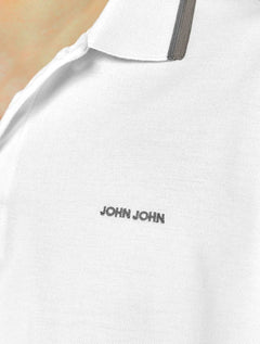 Polo John John Masculina Two Lines Branca