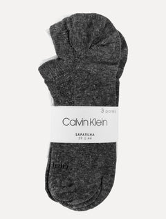 Meia Calvin Klein Invisível Preta/Branca/Grafite Kit 3 Pares
