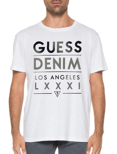 Camiseta Guess Masculina Denim Los Angeles Gradient Branca