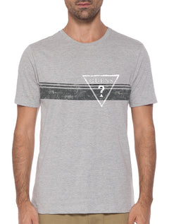 Camiseta Guess Masculina Grunge Sash Logo Cinza Mescla