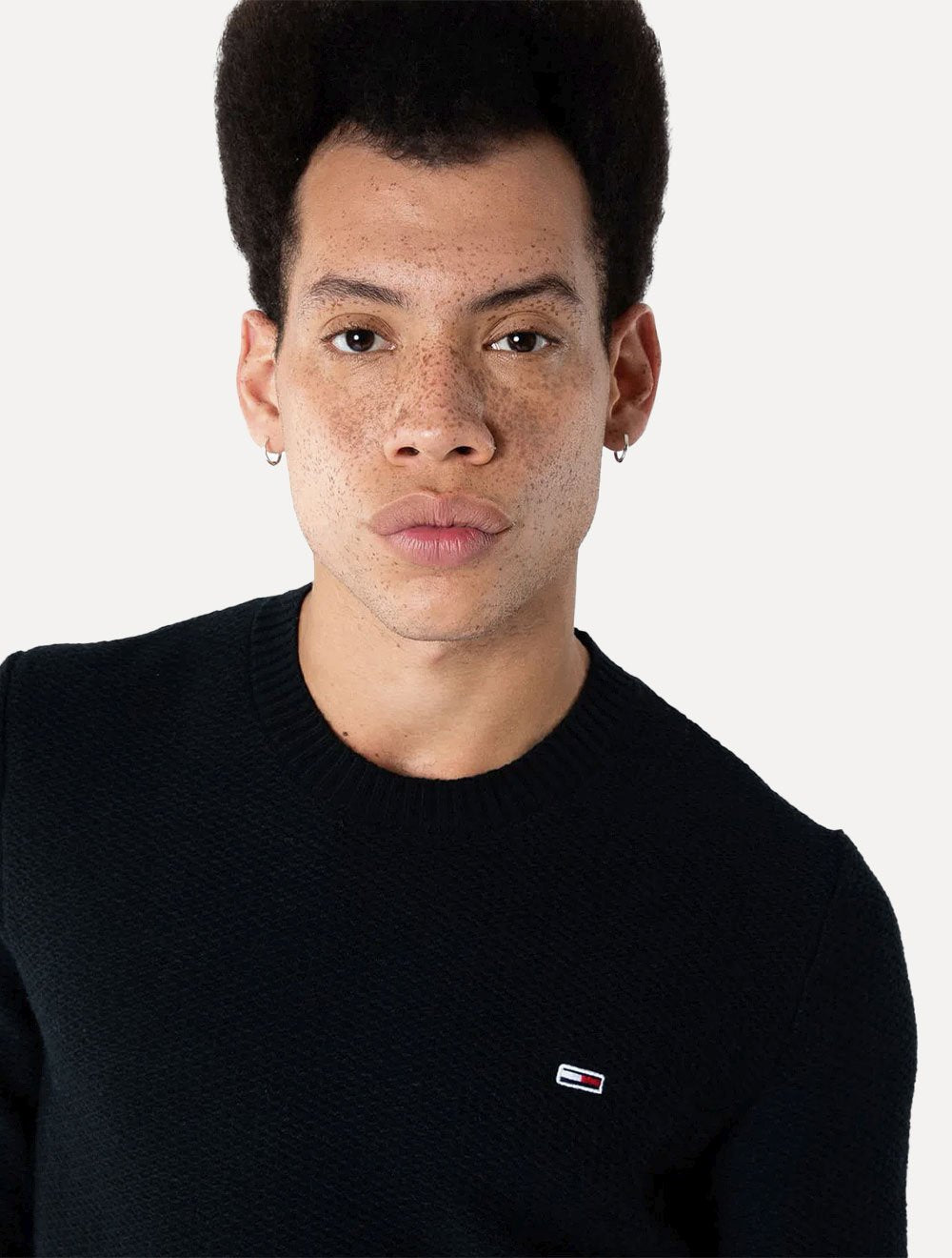 Suéter Tommy Jeans Masculino C-Neck Regular Structured Sweater Preto