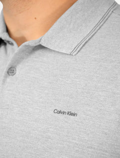 Polo Calvin Klein Masculina Piquet Regular Básica Friso Cinza Mescla