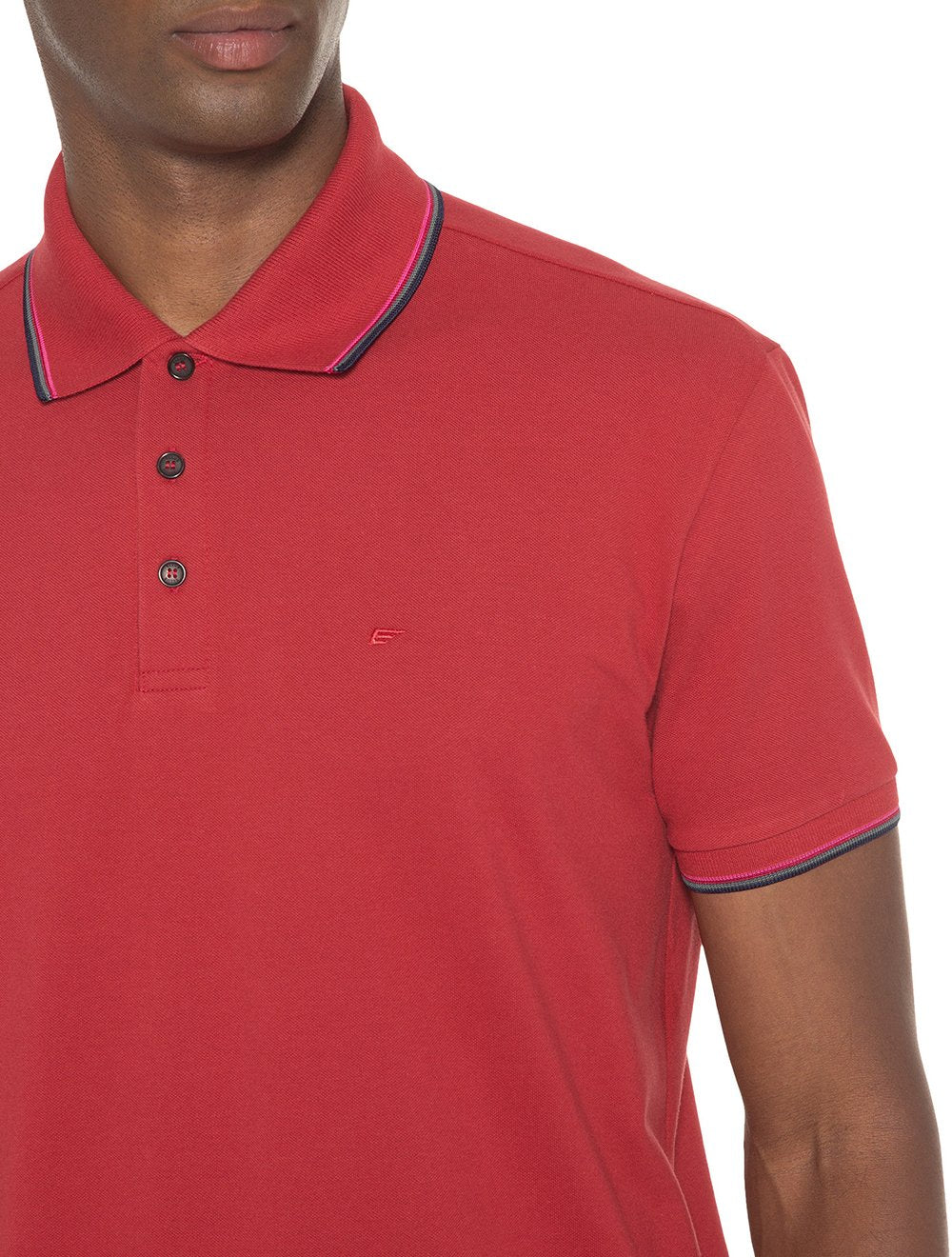 Polo Ellus Masculina Piquet Tipped Collar Vermelho Mescla