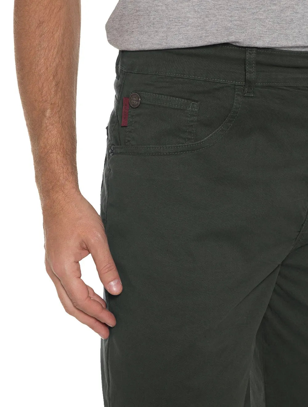Bermuda Ellus Sarja Masculina Color Canvas Rock 5 Pockets Verde Militar