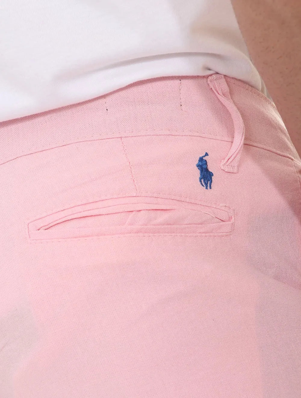 Bermuda Ralph Lauren Masculina Linho Blue Icon Rosa Claro