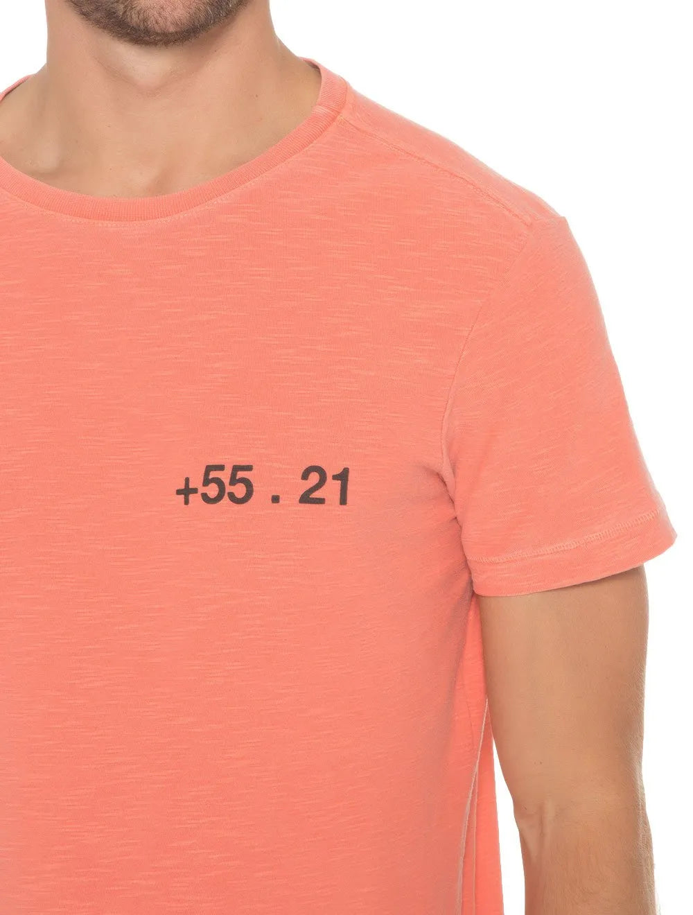 Camiseta Osklen Masculina Slim Rough +55.21 Laranja