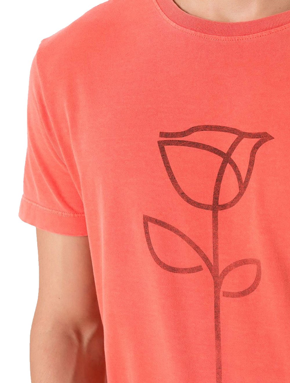 Camiseta Osklen Masculina Slim Stone Rose Stroke Vermelho Ocre
