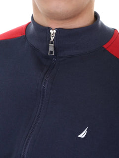 Moletom Nautica Masculino Full-Zip Logo Sleeve Azul Marinho