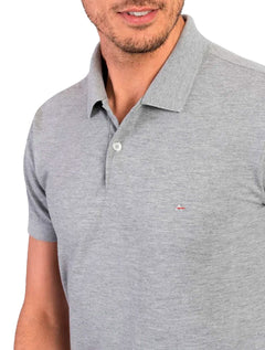 Polo Aramis Masculina Basic Piquet Cinza Mescla