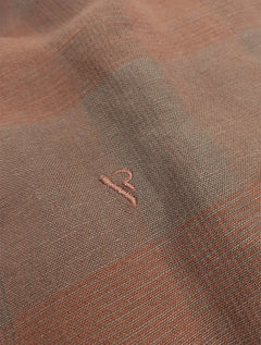 Camisa VR Masculina Linho Blend Clássica Plaid Marrom