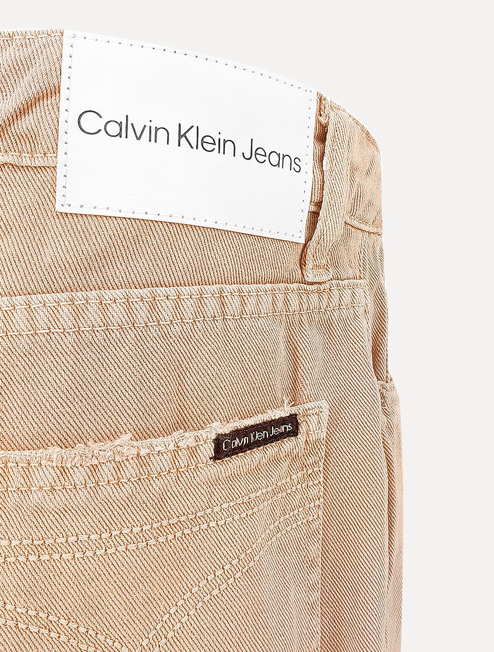 Bermuda Calvin Klein Jeans Destroyed Label Cáqui Claro