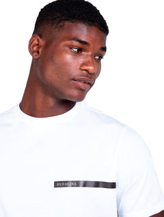 Camiseta Dudalina Masculina Regular Antiviral Logo Transfer Branca