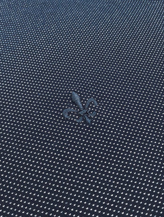 Camiseta Dudalina Regular Retilinea Gola Dots Azul Marinho