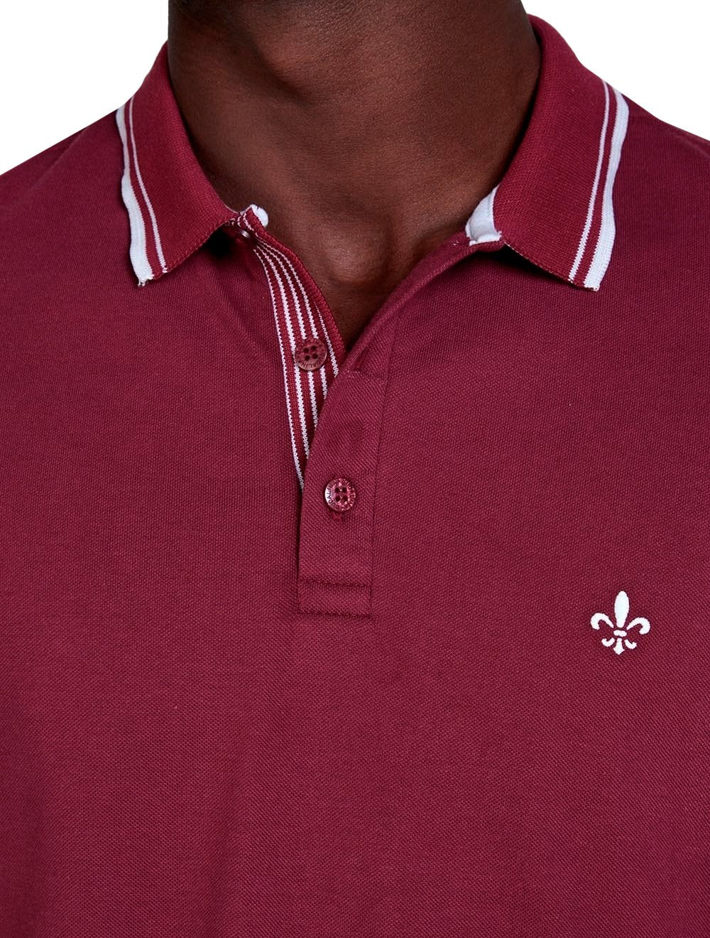 Polo Dudalina Masculina Piquet Melange Gola Listrada Bordô
