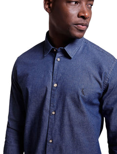 Camisa Reserva Masculina Casual Enxuto Jeans Azul Índigo