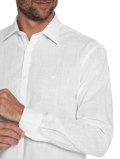 Camisa Ellus Masculina Regular Linen Like Classic Italian Branca