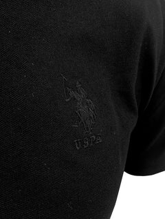 Polo U.S. Polo Assn Masculina Piquet Authentic Black Logo Preta