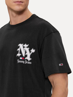 Camiseta Tommy Jeans Masculina Classic NY Grunge Sport Preta