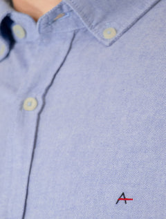 Camisa Aramis Masculina Slim Oxford Button Down Azul Royal Mescla
