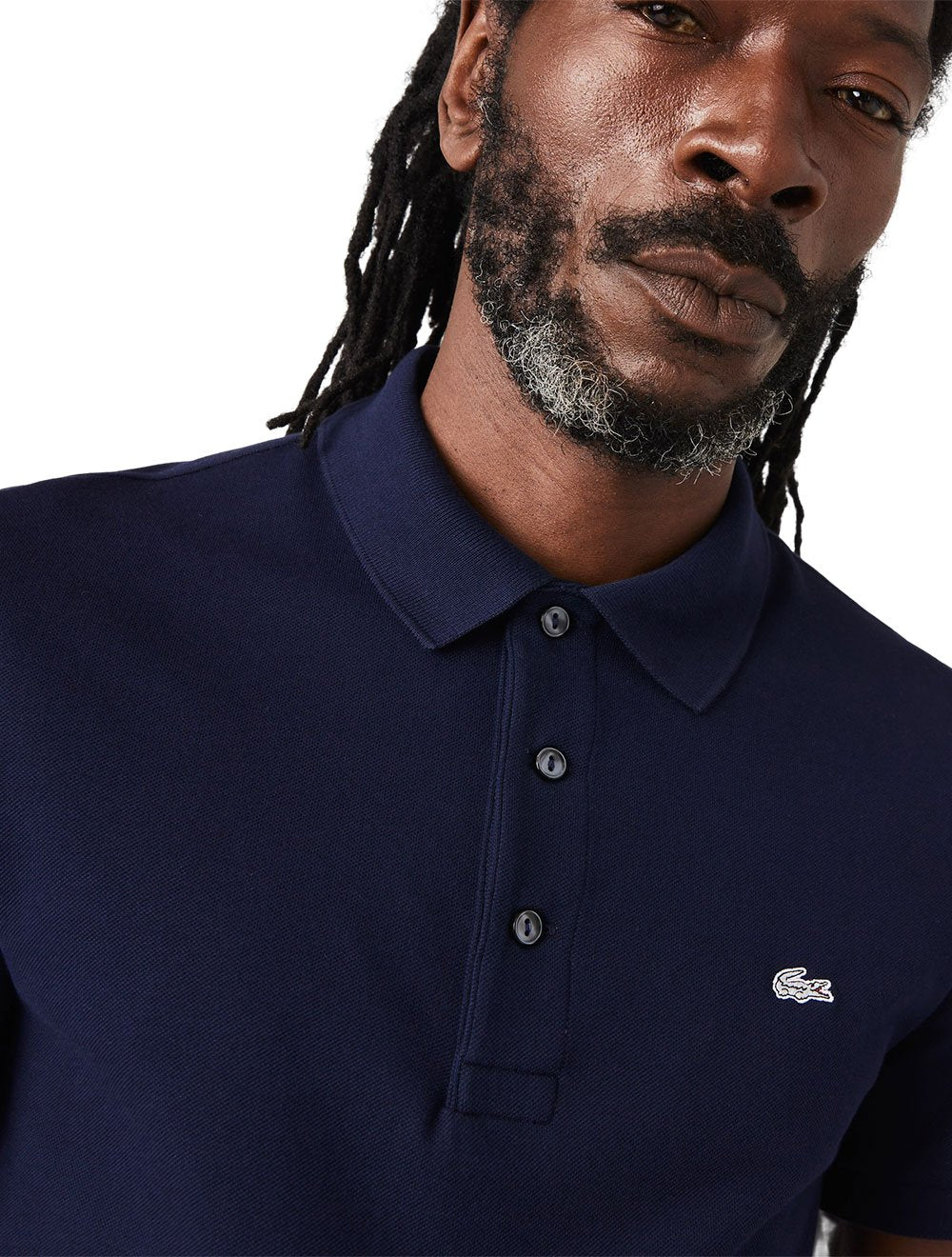 Polo Lacoste Masculina Piquet Slim Fit Stretch Azul Marinho