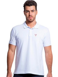 Polo Guess Masculina Piquet Tag Logo Branca